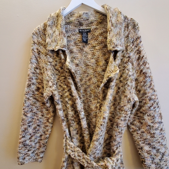 Alexandra Bartlett petit large cardigan sweater with self belt with collar - Picture 5 of 15